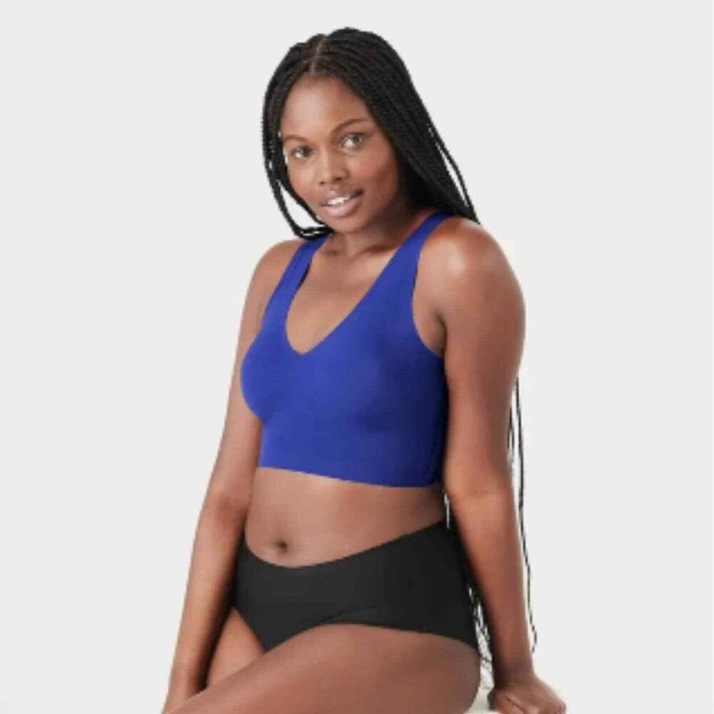 NEW TRUE &CO 16802 True Body V-Neck Wireless BRA Size XS Laguna Blue $49